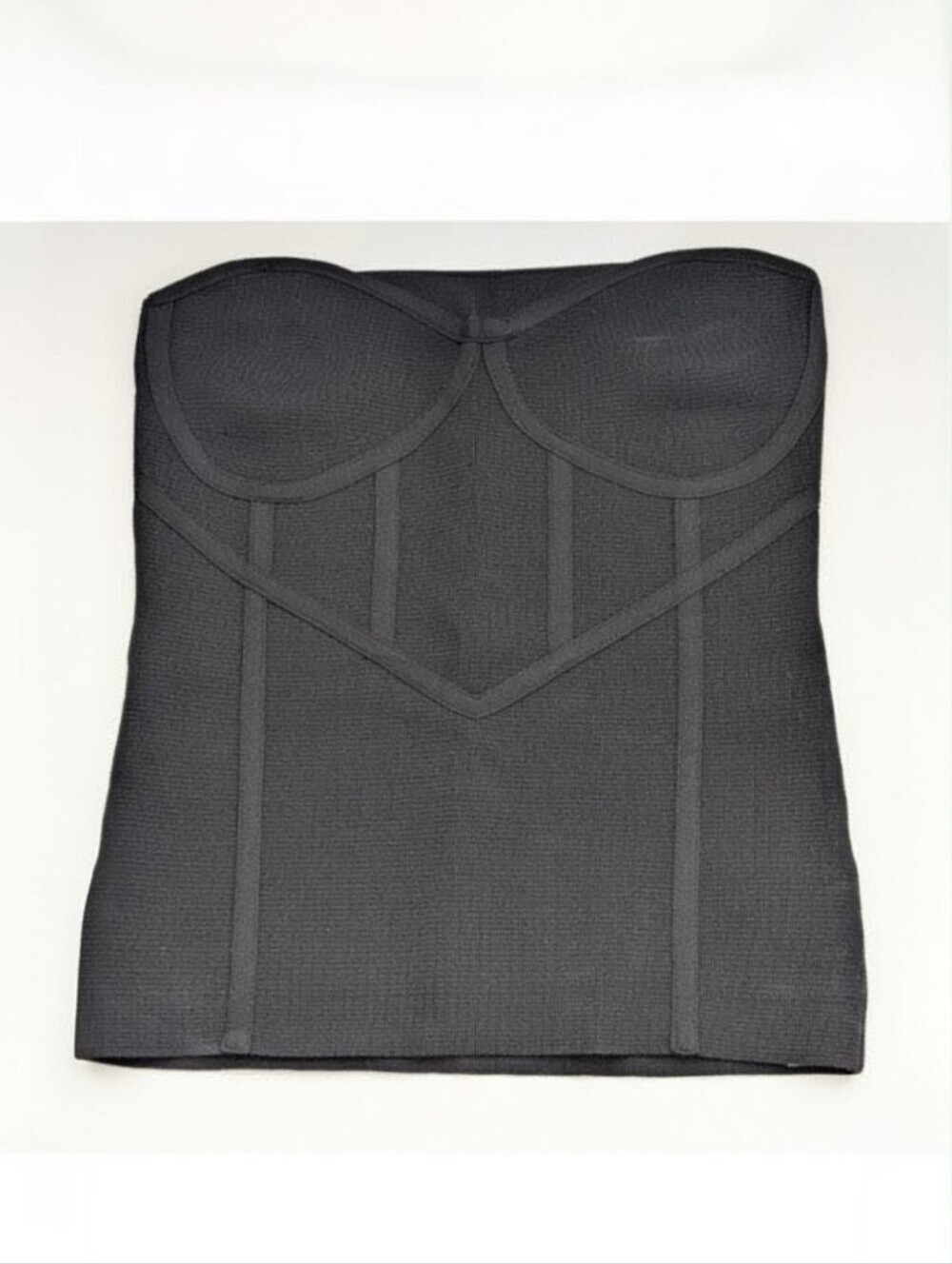 Zara Women's (Size M) Black Stretch Fabric Strapless Bustier/Corset/Bandeau/Top